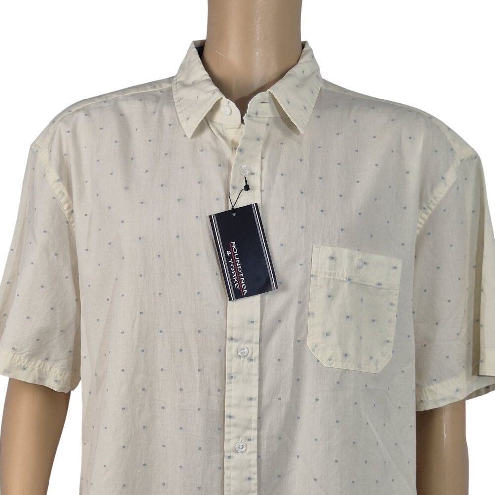 Roundtree Yorke Men's Shirt Size XXL Short Sleeve Button Up Cream (52)